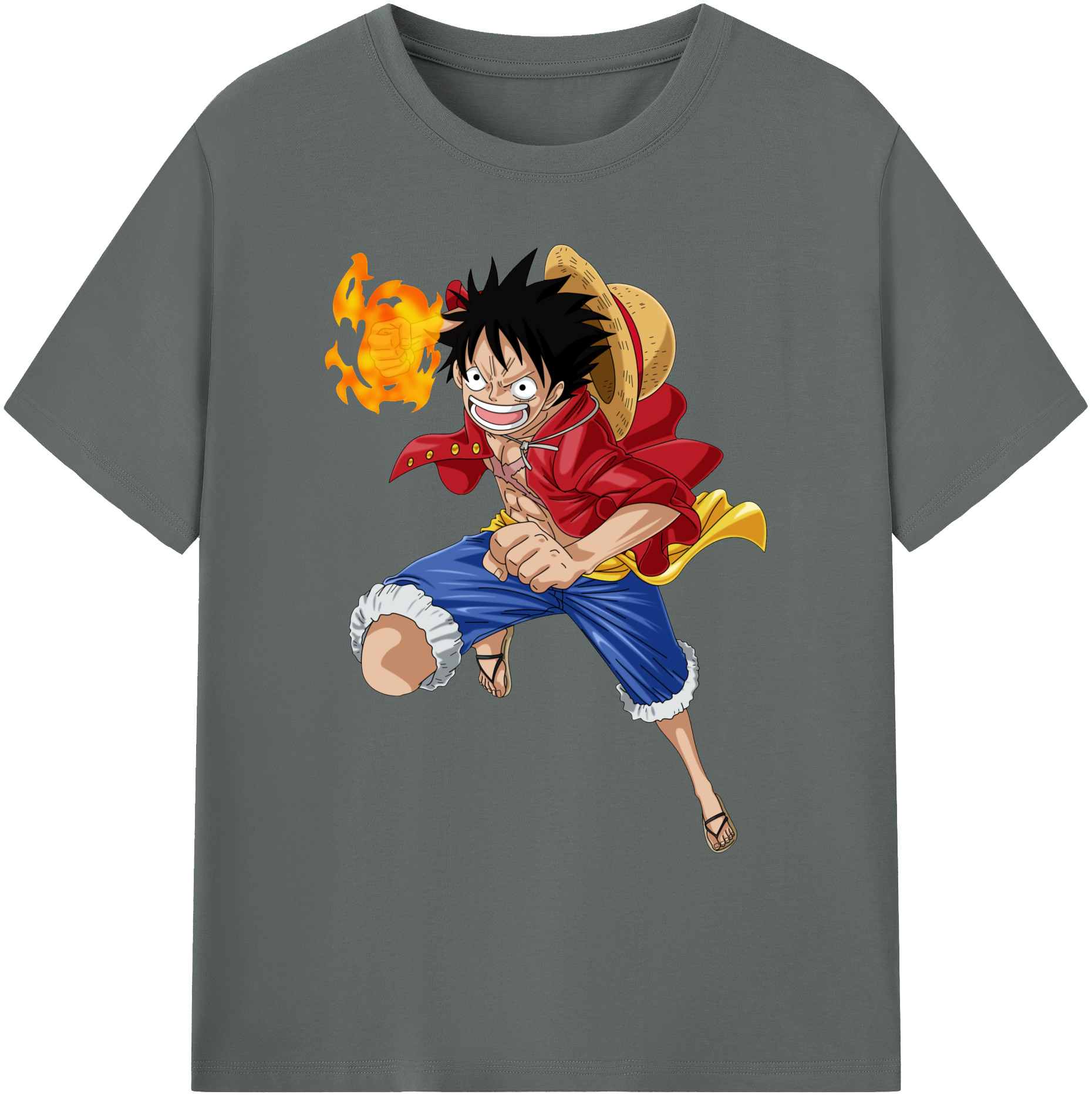 ワンピース モンキー・D・ルフィ ONE PIECE Monkey D. Luffy 綿100％ メンズ半袖Tシャツ｜肌触りやわらか＆通気性